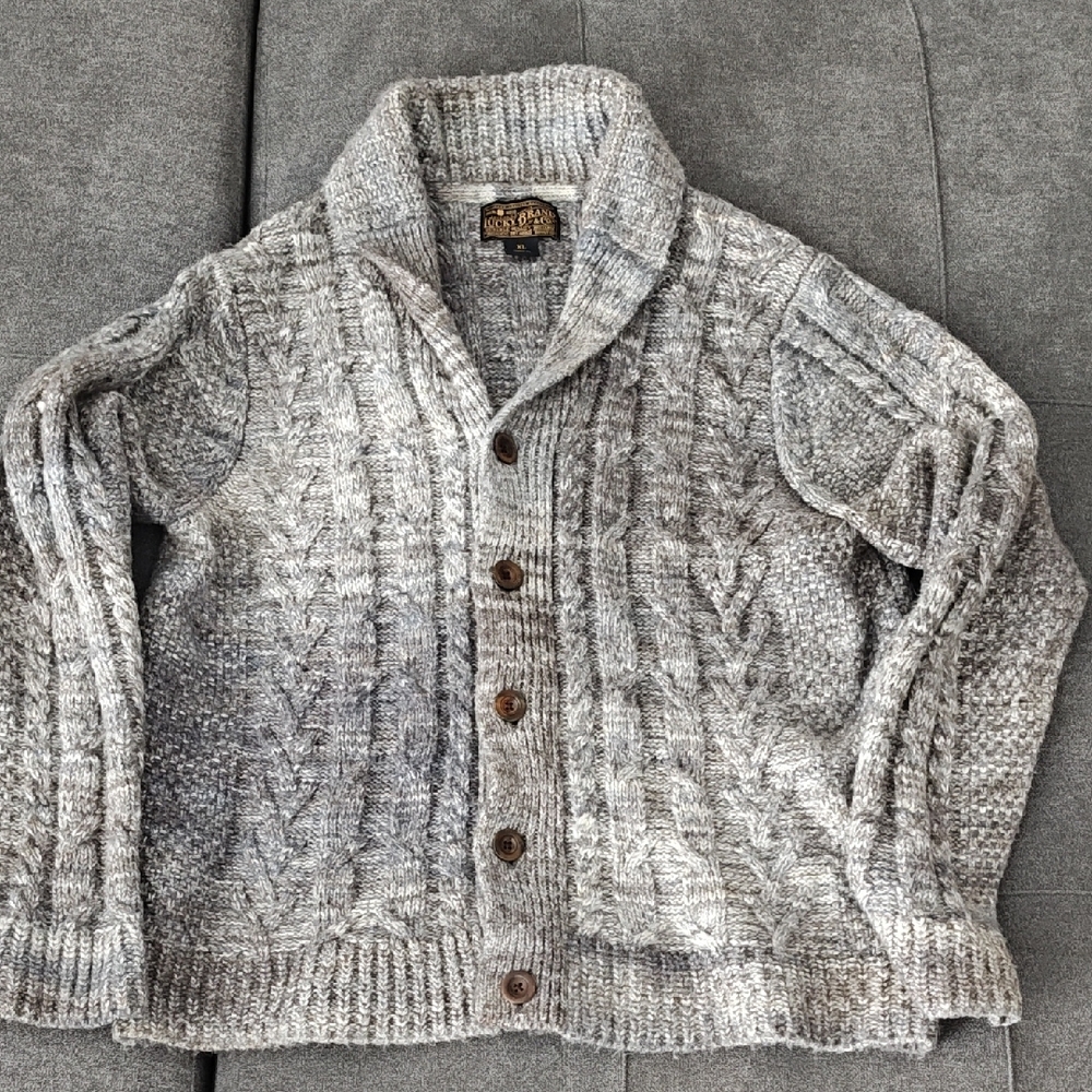 Lucky Brand Men's Heathered Gray Cardigan - Picture 2 of 8